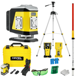 Zestaw Laser Płaszczyznowy, Krzyżakowy CL1B Niebieski + Statyw Trójnóg Nivel System + Czujnik CLS5 + Łata LS24
