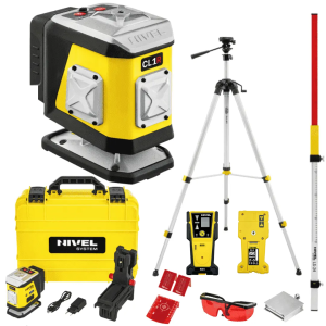Zestaw Laser Płaszczyznowy, Krzyżakowy CL1R Czerwony + Statyw Trójnóg Nivel System + Czujnik CLS5 + Łata LS24