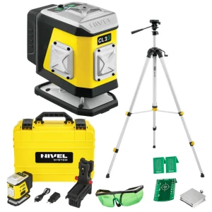 Zestaw Laser Płaszczyznowy, Krzyżakowy CL1G Zielony + Statyw Trójnóg Nivel System