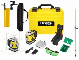 Laser krzyżowy NIVEL SYSTEM CL4B poziomica niebieski + Tyczka LP-36